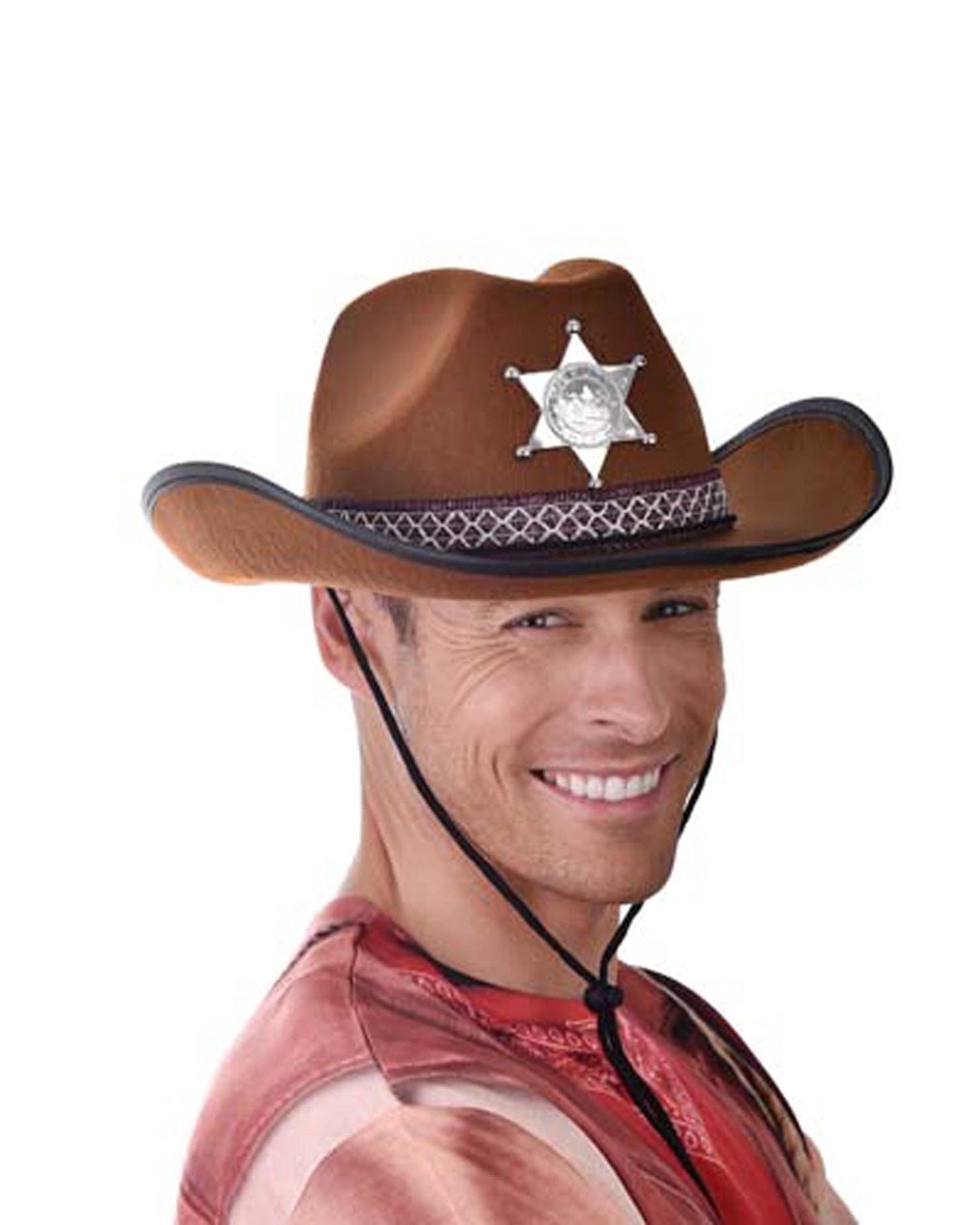 Hat Cowboy/Cowgirl Brown Inc Sherrif Badge