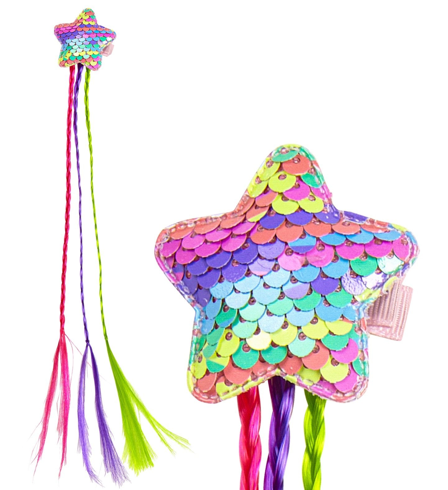 Hair Extension Braid 3 Colour Sequin Star Holographic Unicorn/1980s/Fairy