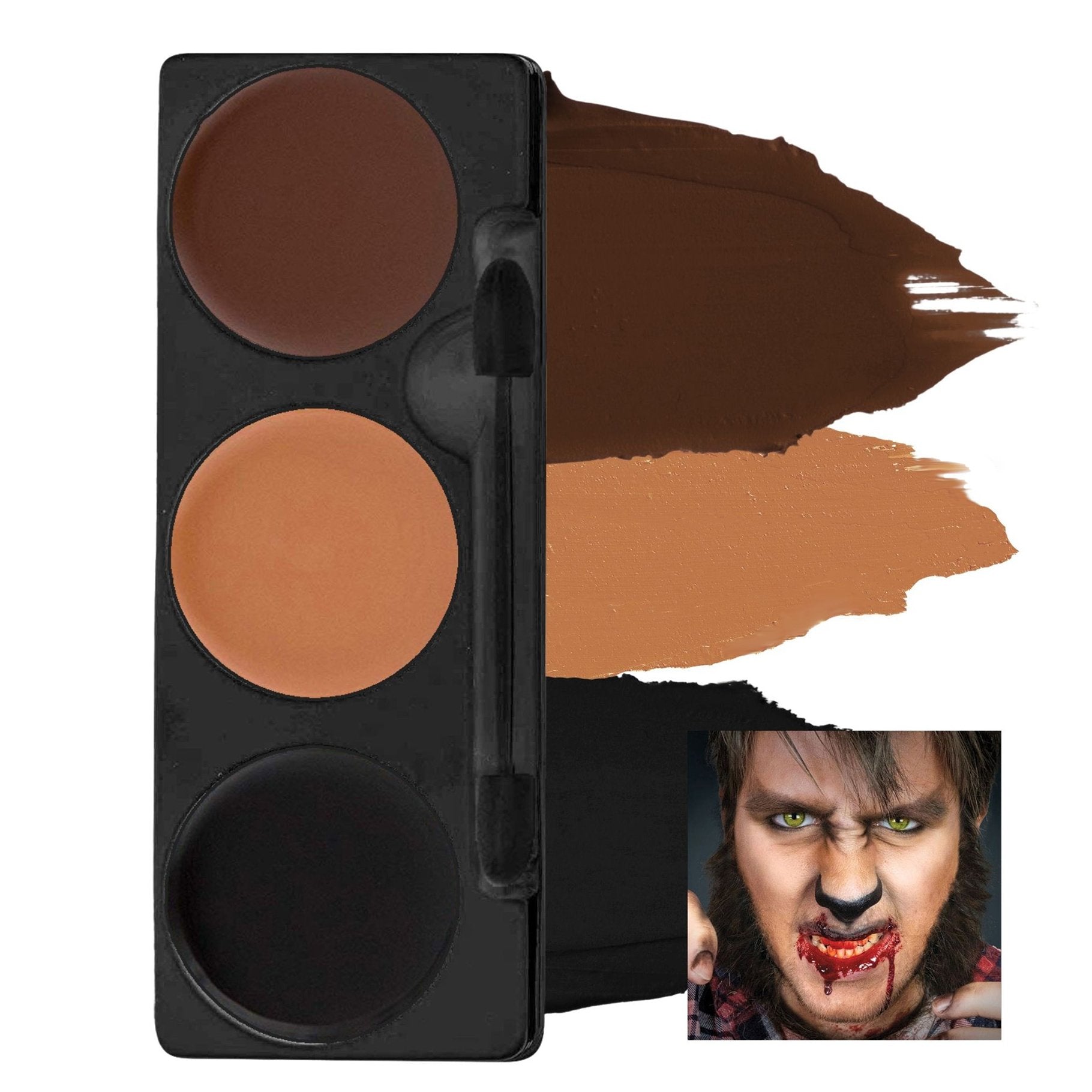 Make Up Palette Tri-Colour Face/Body Paint Werewolf Kit Professional Mehron