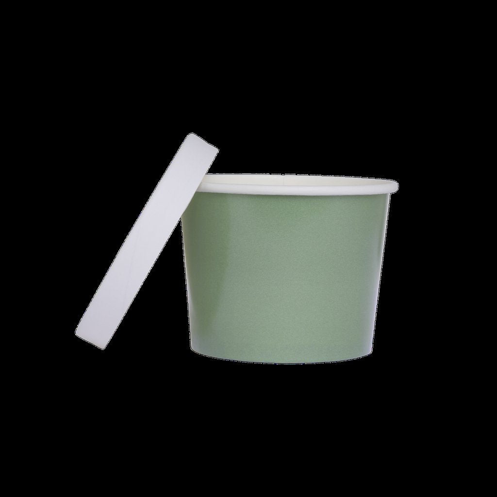 Paper Luxe Round Party Favour Loot Container Tub & Lid Eucalyptus Green Pk5