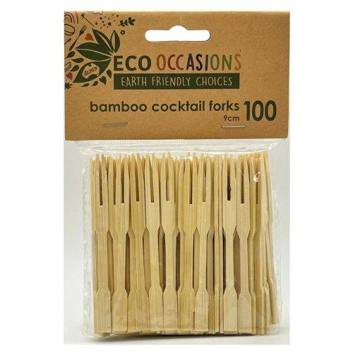 Cocktail Bamboo Forks 9cm Pk/100 Eco Friendly