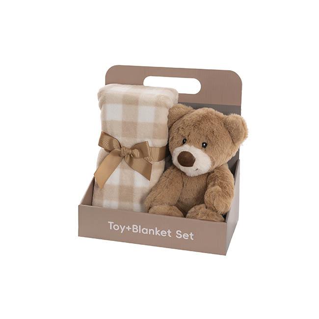 Baby Gift Set/Pack Teddy Bear Louie Soft Toy and Blanket Brown