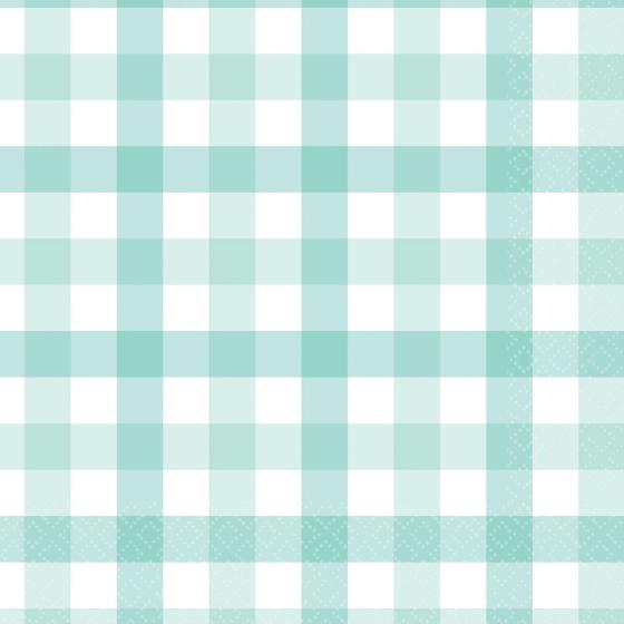 Napkins Lunch Gingham Check Pastel Mint Pk 16