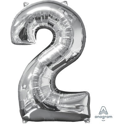 Balloon Foil Megaloon Num 2 Silver 66cm