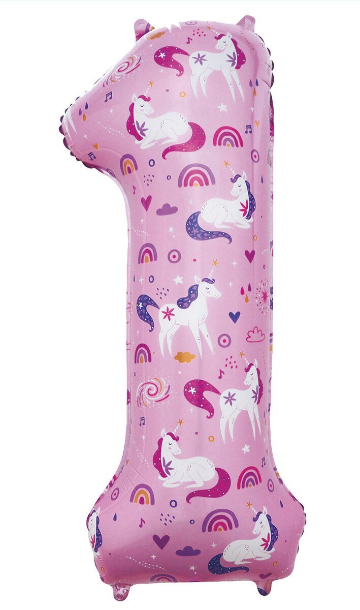 Balloon Foil Megaloon Number 1 Pink Unicorn 86cm