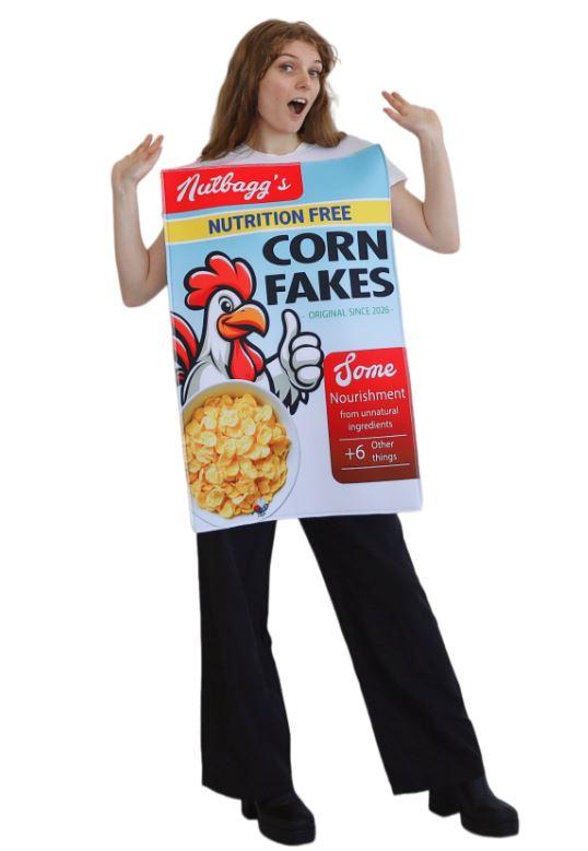 Costume Adult Food Nuttbags Corn Fakes Cereal Box One Size Fits Most