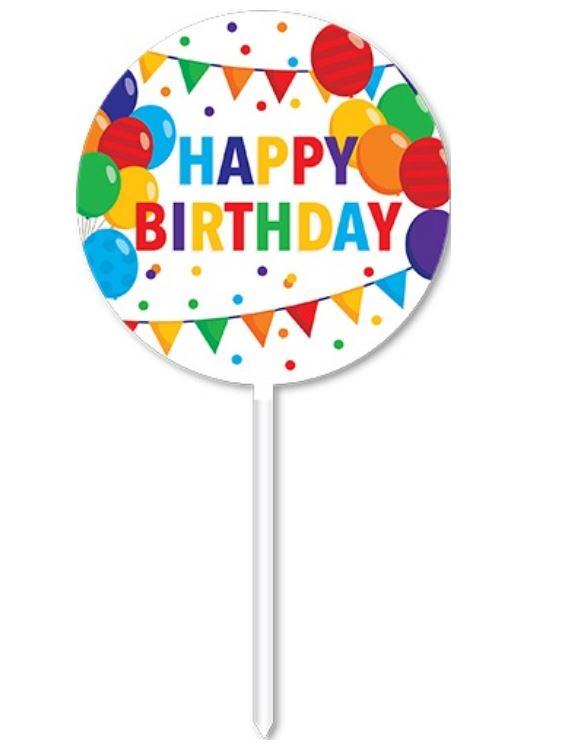 Cake Topper Happy Birthday Balloon Design Acrylic 18cm High x 9.5cm Wide