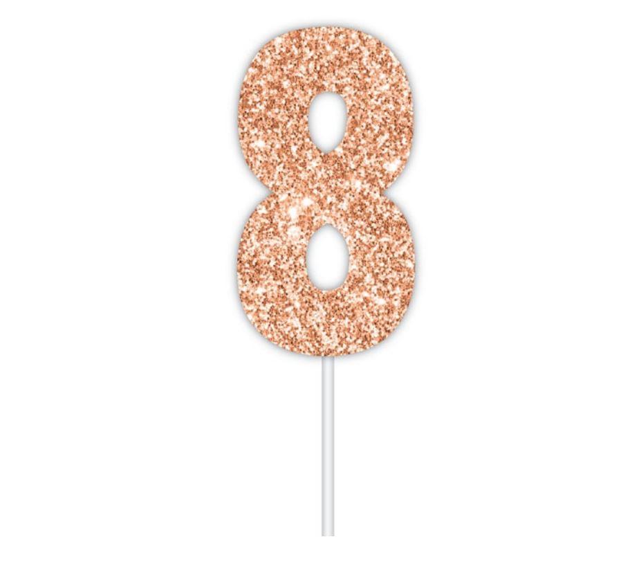 Cake Topper Budget Number 8 Rose Gold