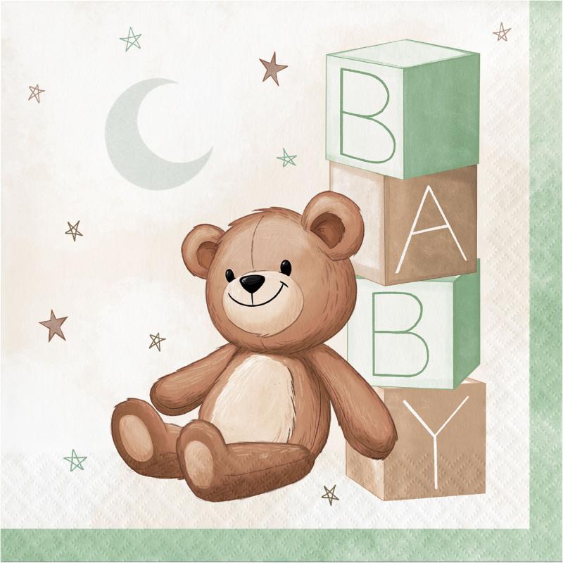 Teddy Bear Baby Shower Napkins Lunch Pk/16