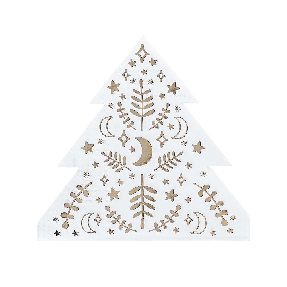 Napkins Beverage Christmas Tree Shaped Pk/16 25cm X 25cm