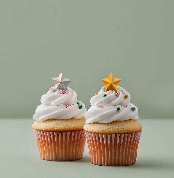 Edible Icing Decorations Shimmer Stars White/Silver/Gold Christmas Pk/9