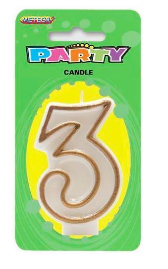 Candle Number 3 Gold - Discontinued Line Last Chance To Buy