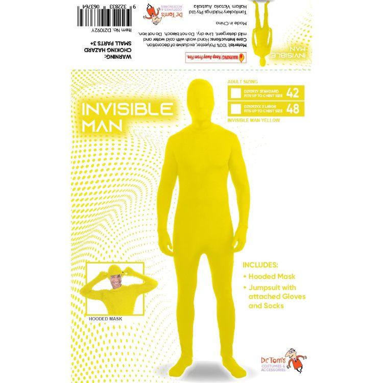 Costume Adult Invisible Man Yellow Spandex Bodysuit