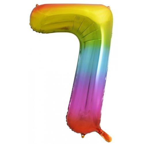 Balloon Foil Megaloon Num 7 Rainbow Splash 86cm