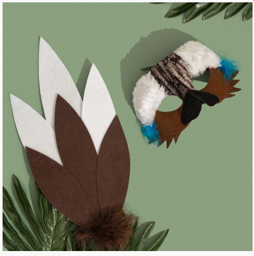 Animal Costume Set Mask & Tail Kookaburra/Bird Australian/Aussie