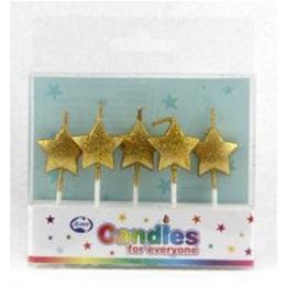 Candles Star Glitter Gold Pk/5