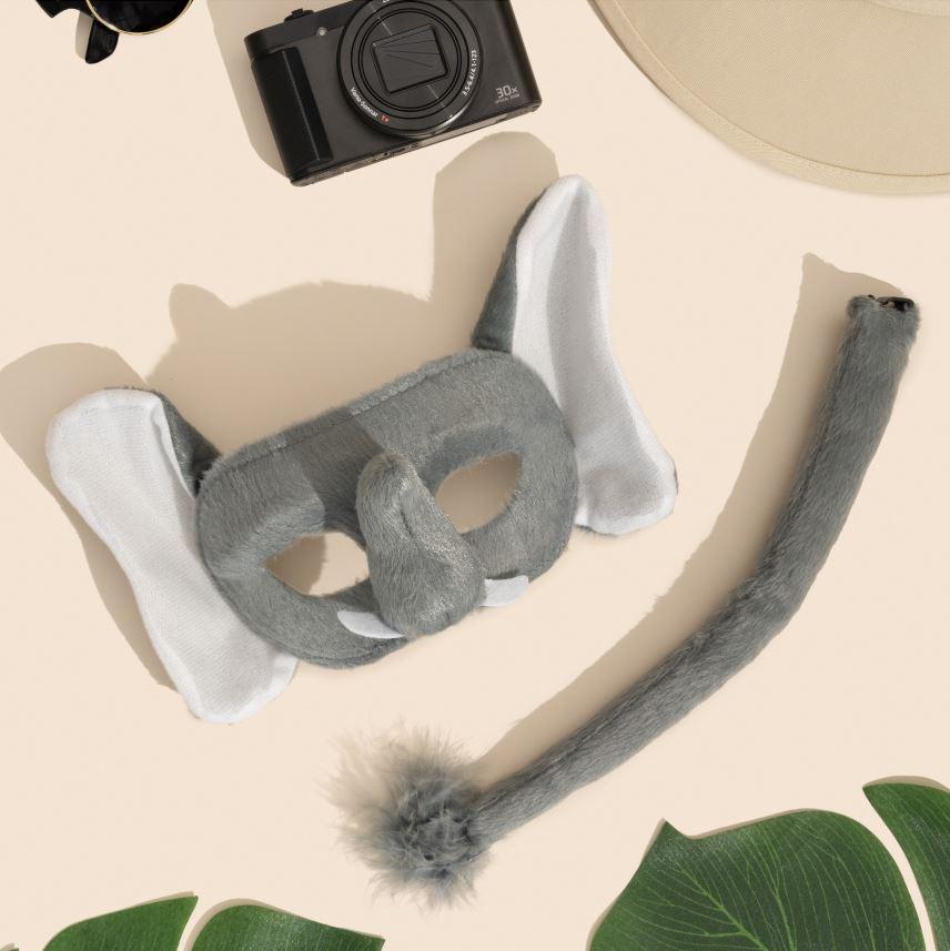 Animal Costume Mask Set Deluxe Elephant Grey (Mask & Tail)