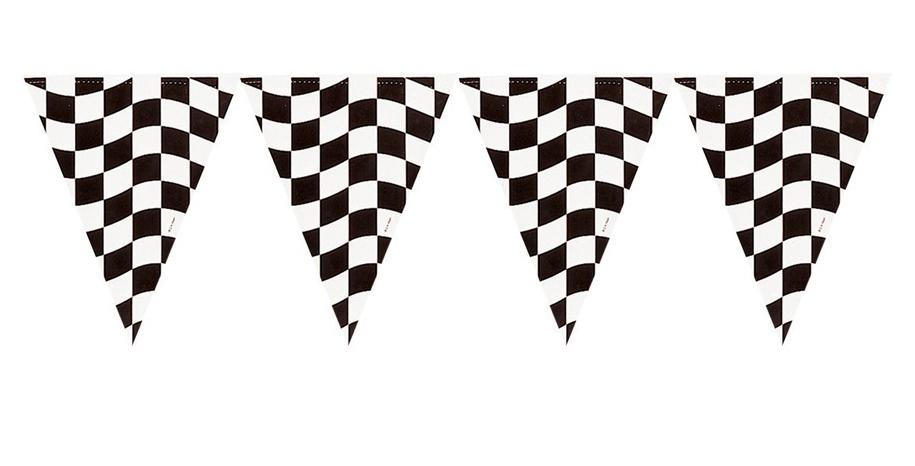 Checkered Black & White Racing Pennant Banner Flags 3.6m