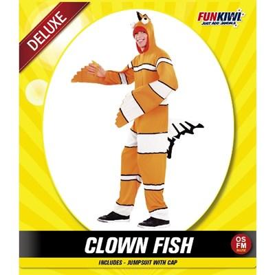 Costume Adult Animal Clown Fish Jumpsuit With Hood Deluxe One Size