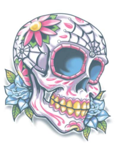 Temporary Tattoo Calaveras Skull Day Of The Dead Tinsley -Discontinued Line