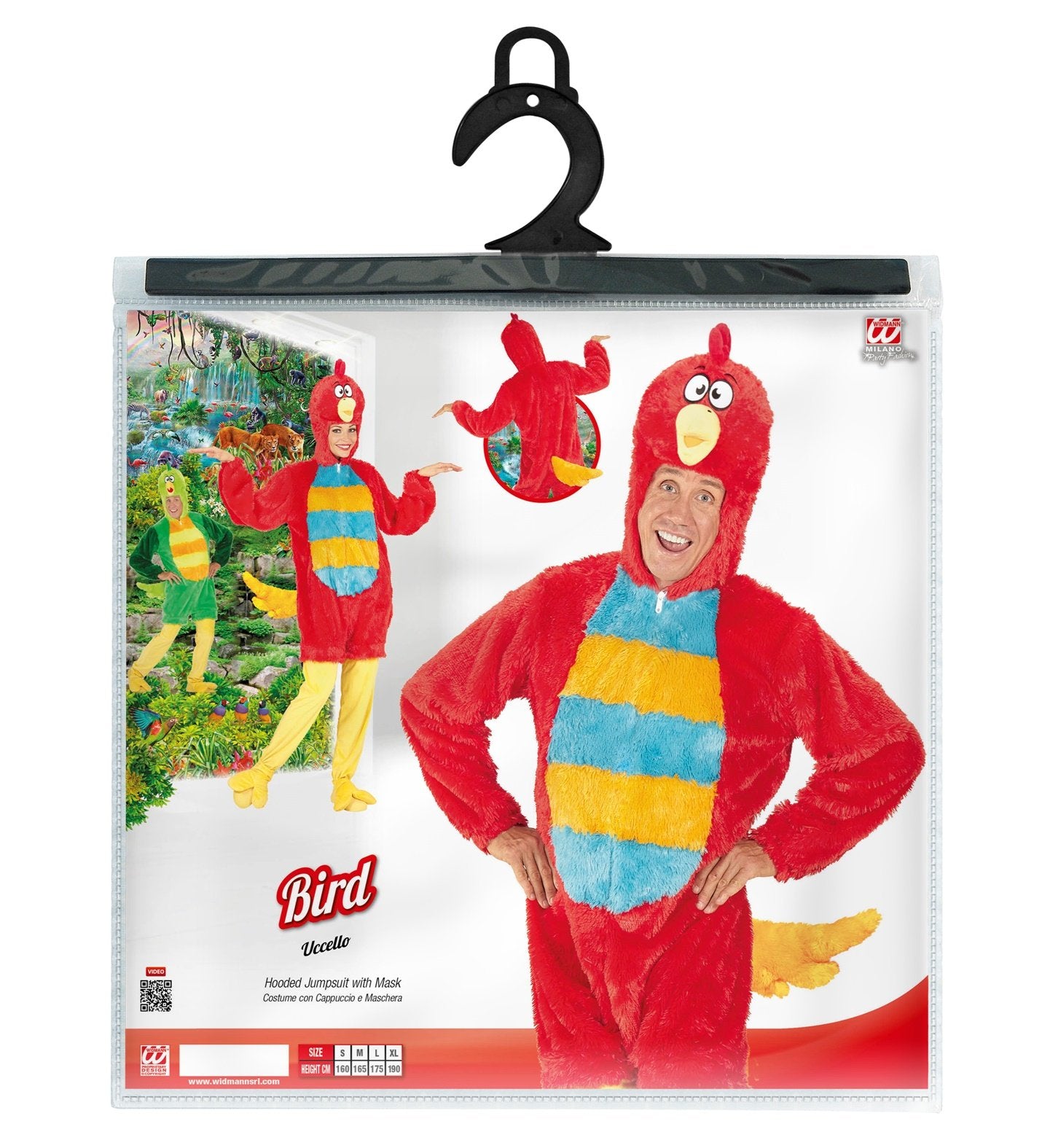 Costume Adult Red Bird Soft Plush Hooded Jumpsuit