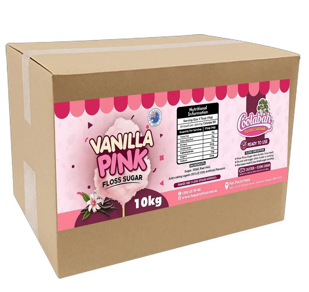 Fairy Floss Sugar Vanilla Pink 10kg Bulk Ready To Use Coolabah