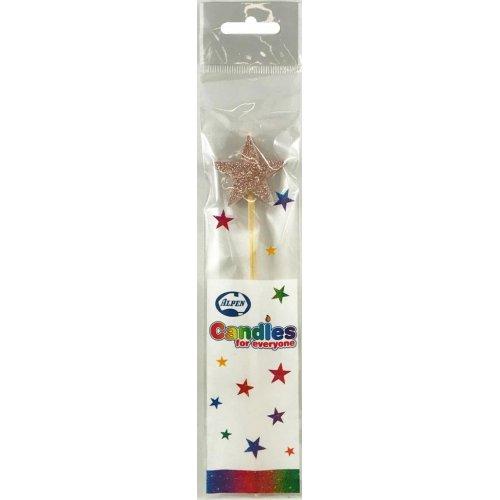 Candle Rose Gold Glitter Star Long Cake Decorating