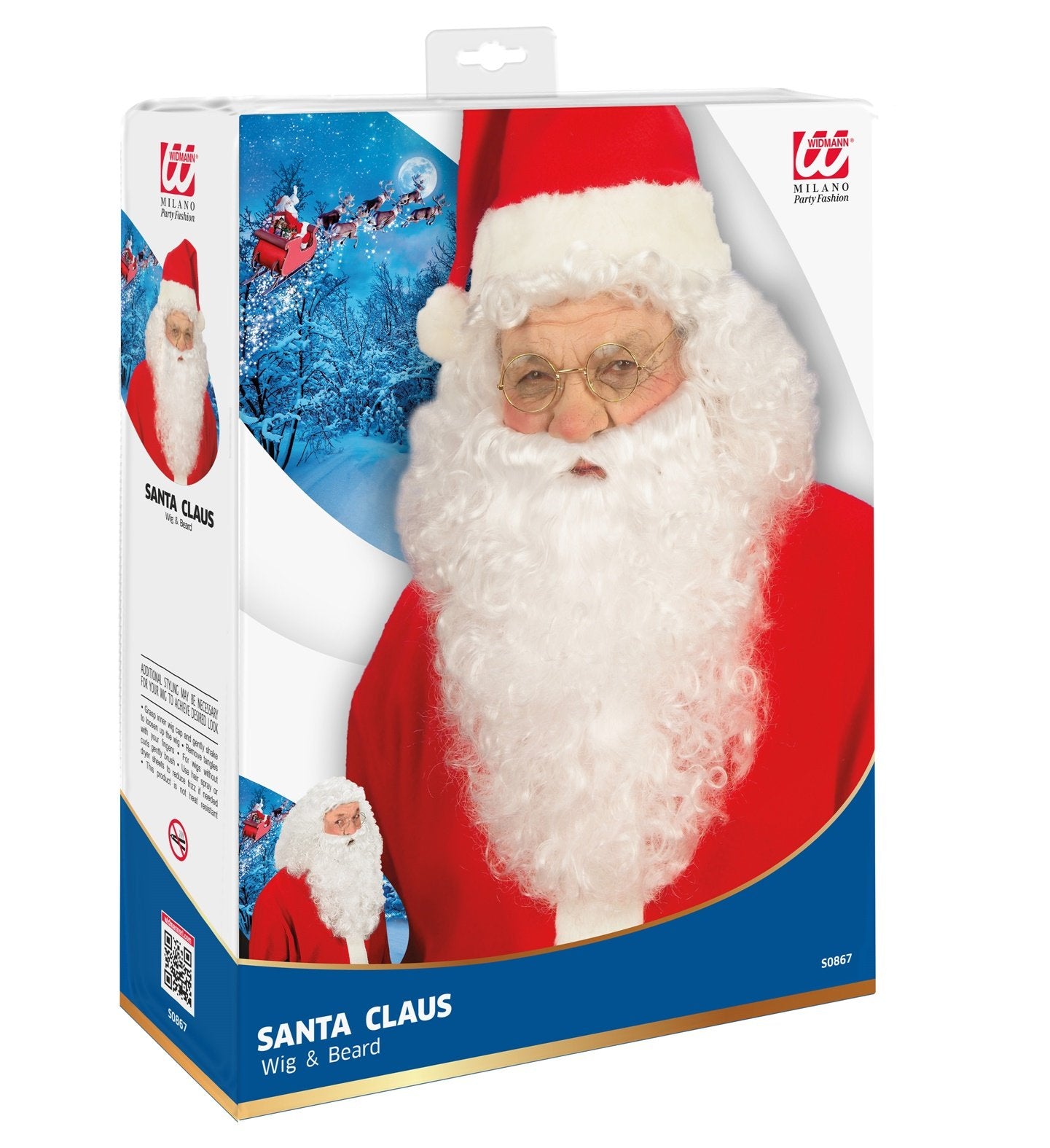 Wig and Beard Set Santa Claus White Premium Deluxe (Hat Not Included)
