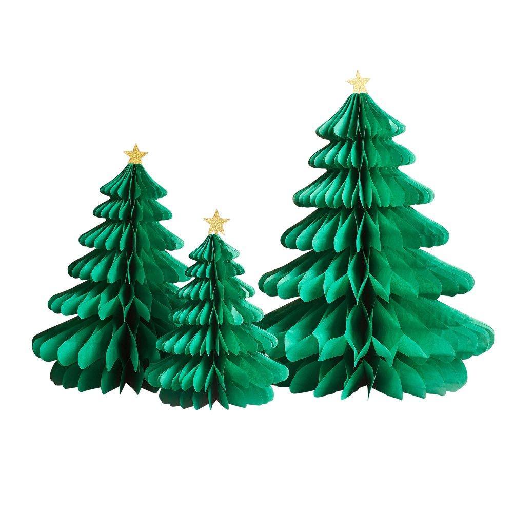 Table Decorations Christmas Tree Green Honeycomb Pk/3