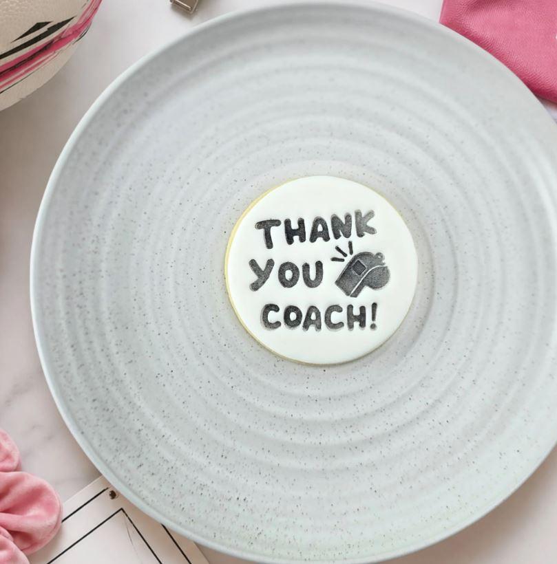 Thank You Coach! (Sports) Cookie/Biscuit Embosser Cutter