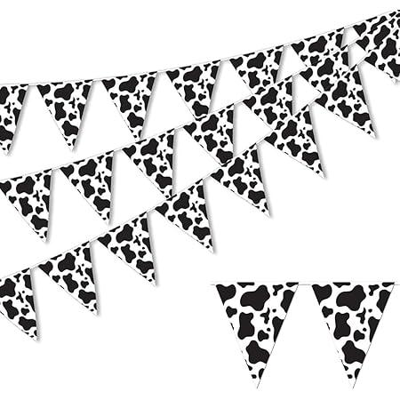 Cow Print Pennant Plastic 12 Flag Banner 3.66m Long x 27cm