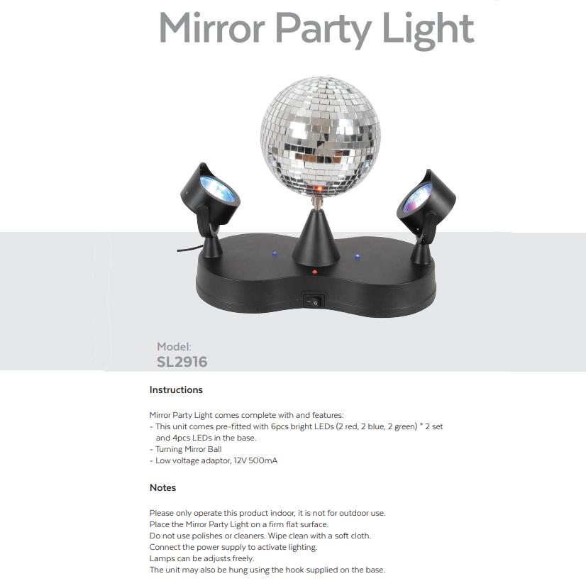 Rotating Disco Mirror Ball with Inbuilt LED Spotlights