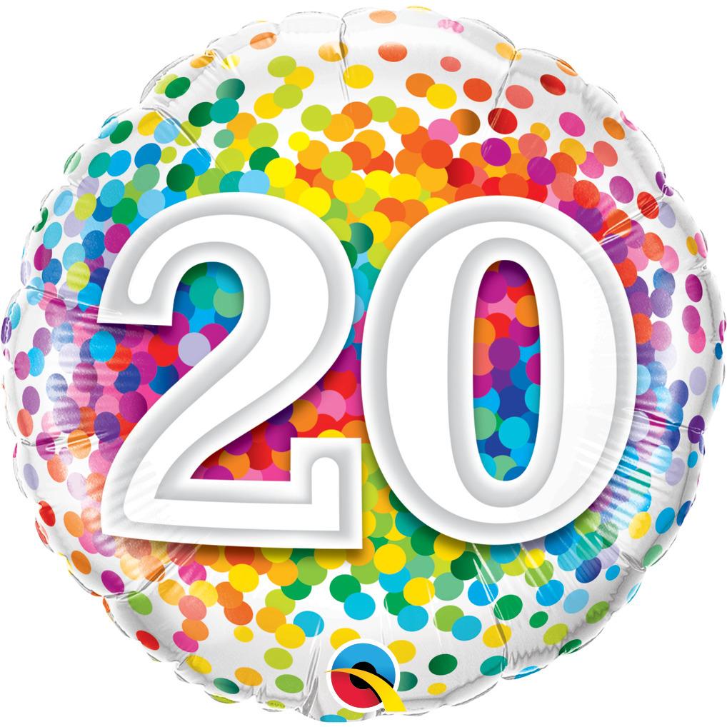 Balloon Foil 45cm Confetti Number 20 - Discontinued Line Last Chance To Buy