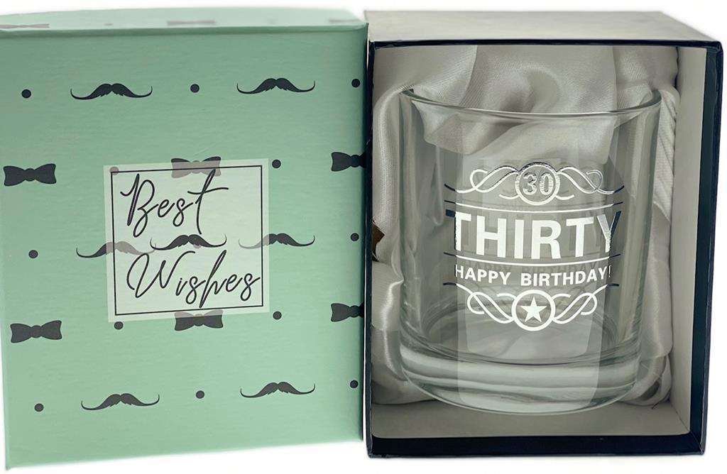 Gift Glass Scotch Rum Thirty 30th Happy Birthday