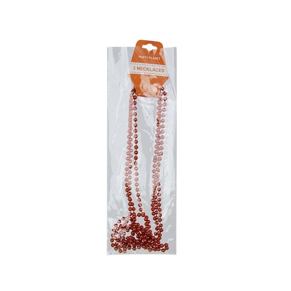 Necklaces Beads Metallic Orange 80cm Long Pk/3