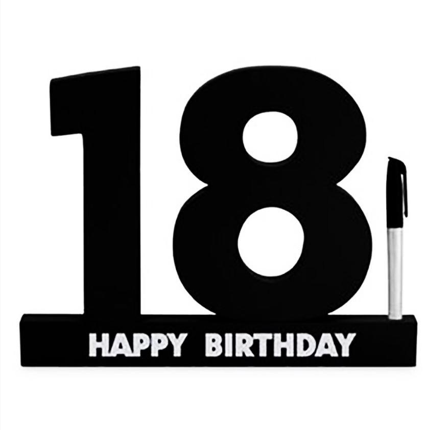 Guest Signature Block 18th Birthday Black With Silver Pen