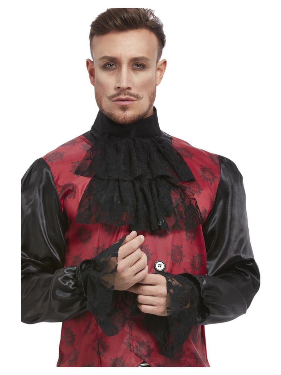 Cravat & Cuff Set Black Frilled