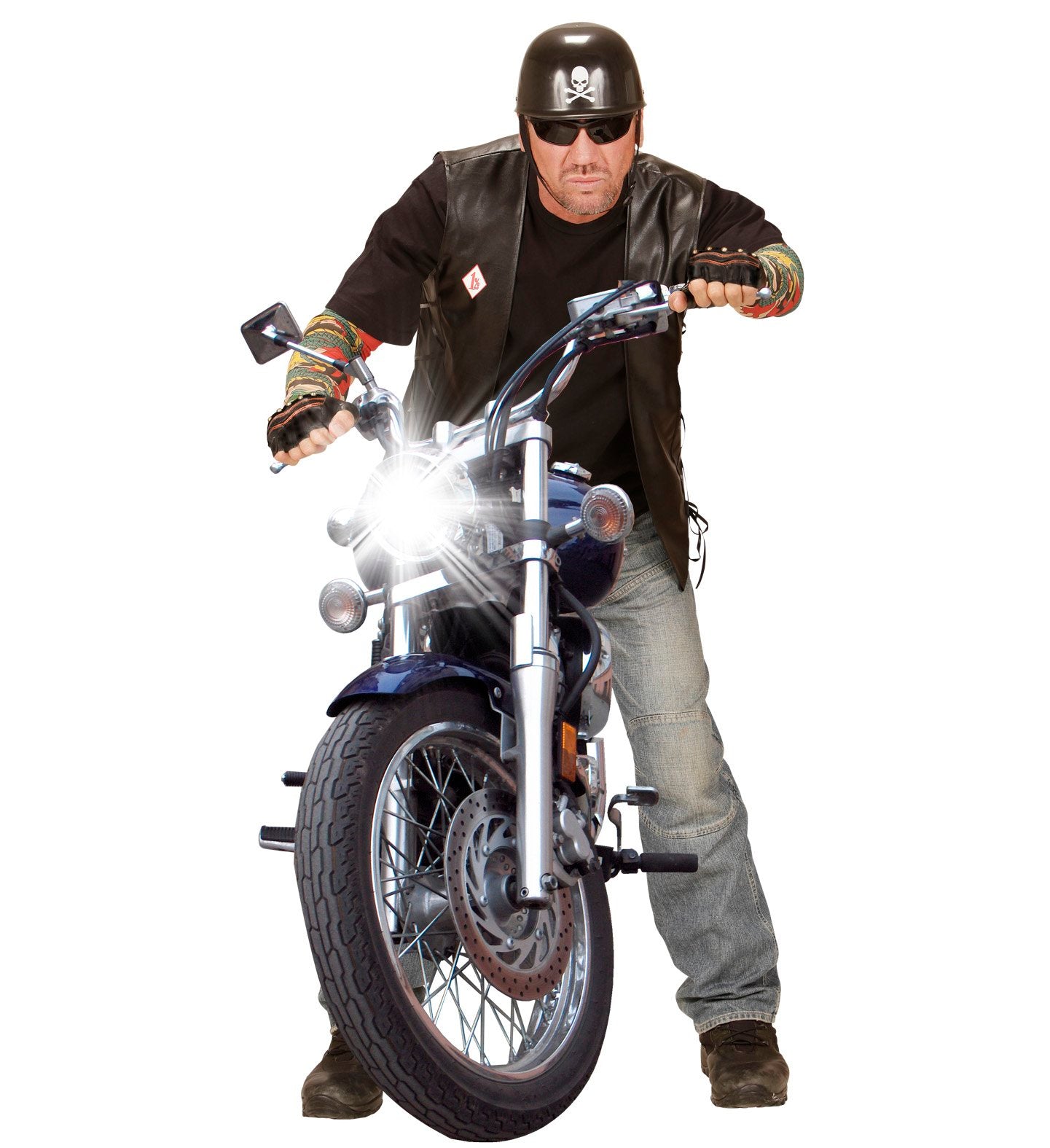 Punk Biker Pirate Steampunk Gloves Fingerless Skull & Crossbones