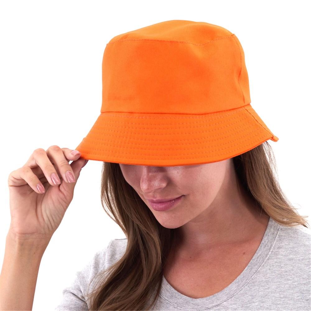 Orange Team Spirit Bucket Hat Sports Supporter 1980s Neon