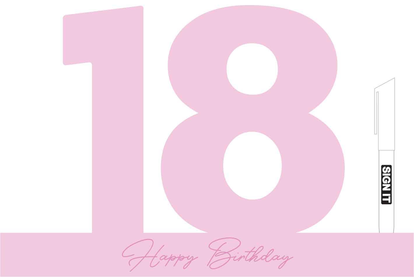Guest Signature Block 18th Birthday Pink With White Pen