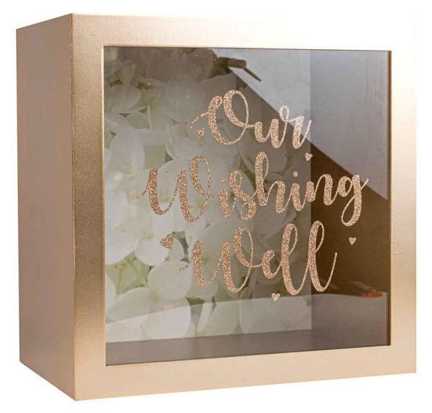 Our Wishing Well/Card Box Keepsake Rose Gold Glitter Text MDF