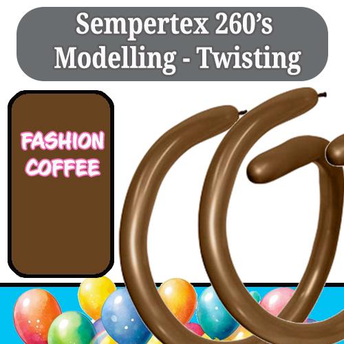 Balloon Modelling 260 Fashion Coffee Brown Sempertex Pk 50