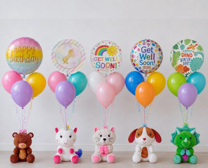 Balloon Bouquet With Plush Toy