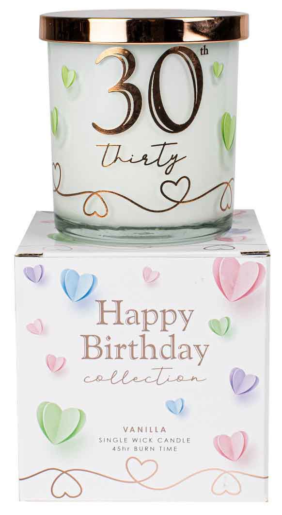 Gift Candle 30th Thirty Birthday Vanilla Scent Deluxe