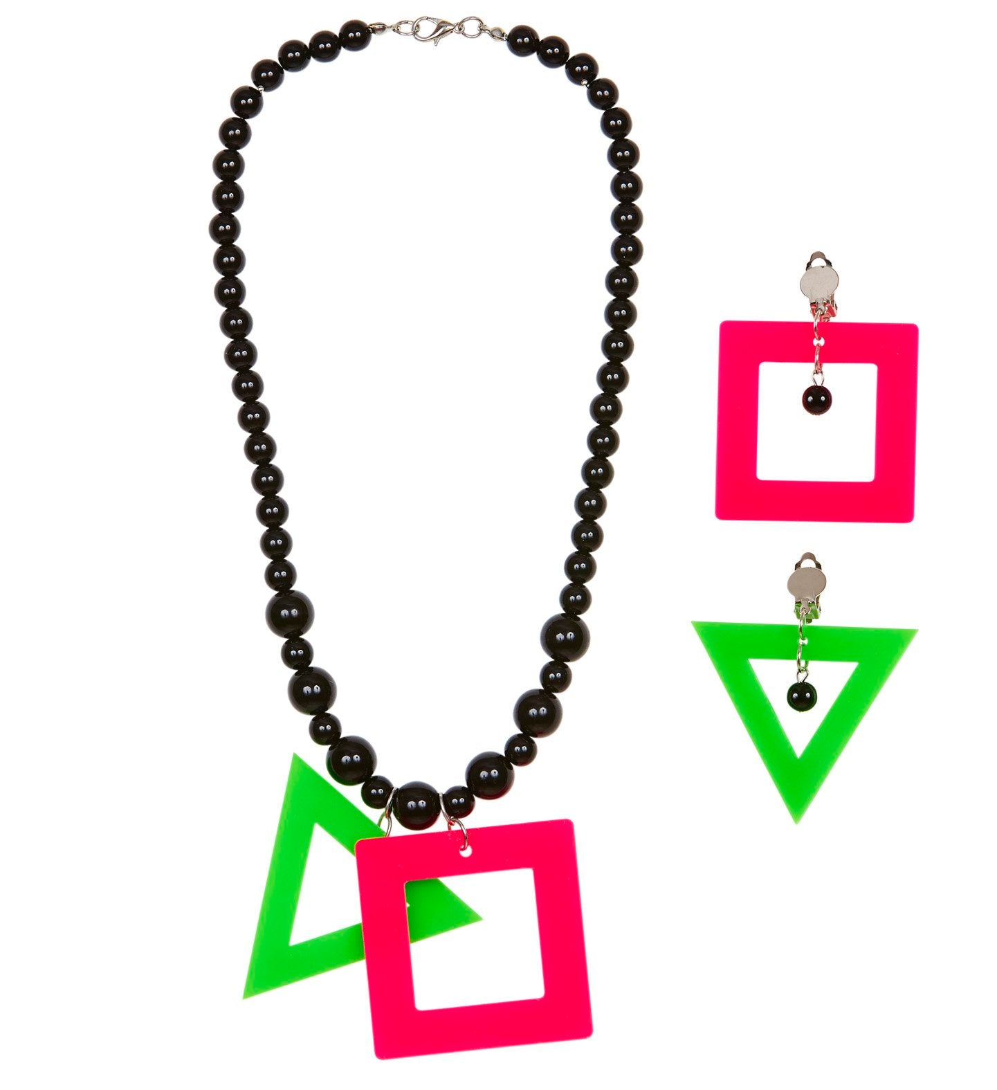 Necklace and Earring Set 1980s Neon Geometric Style