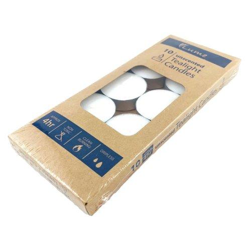 Candles Tealight 4 Hour Burn Unscented 100% Paraffin Wax Pk/10