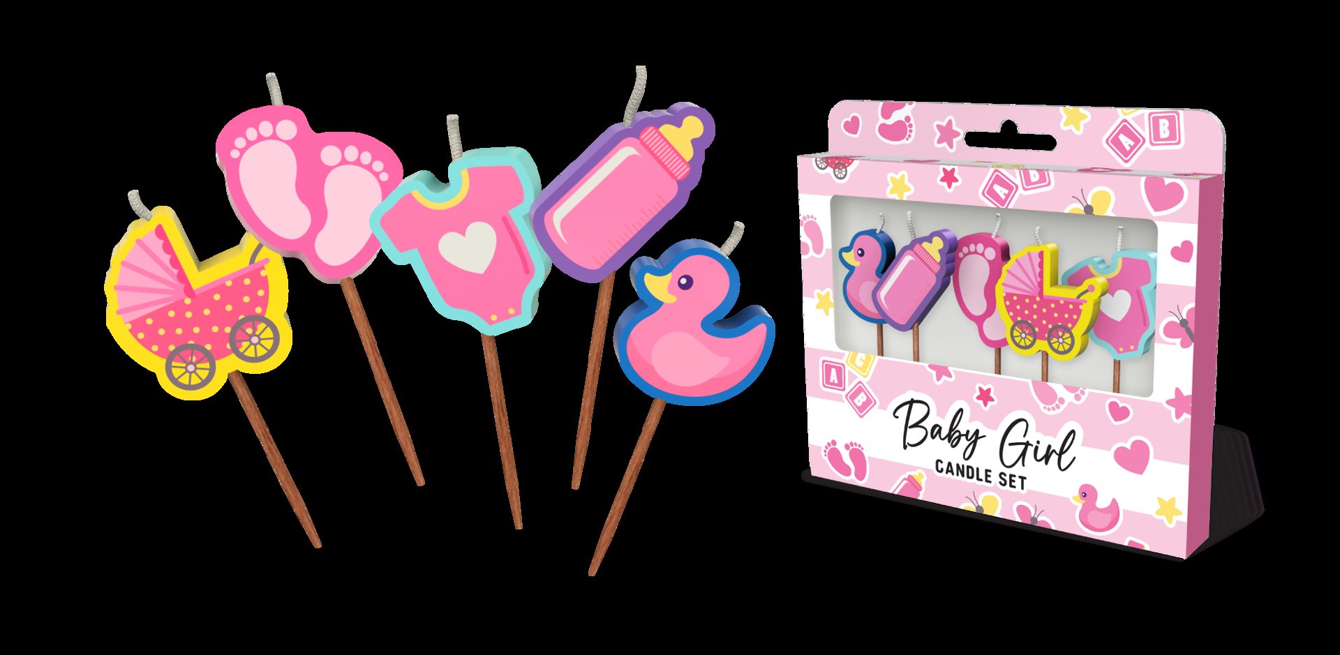 Candle Novelty Baby Girl Pink Baby Shower Pick Pk/5