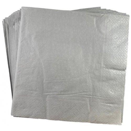 Napkins Dinner 2ply Metallic Silver Deluxe Pk/50