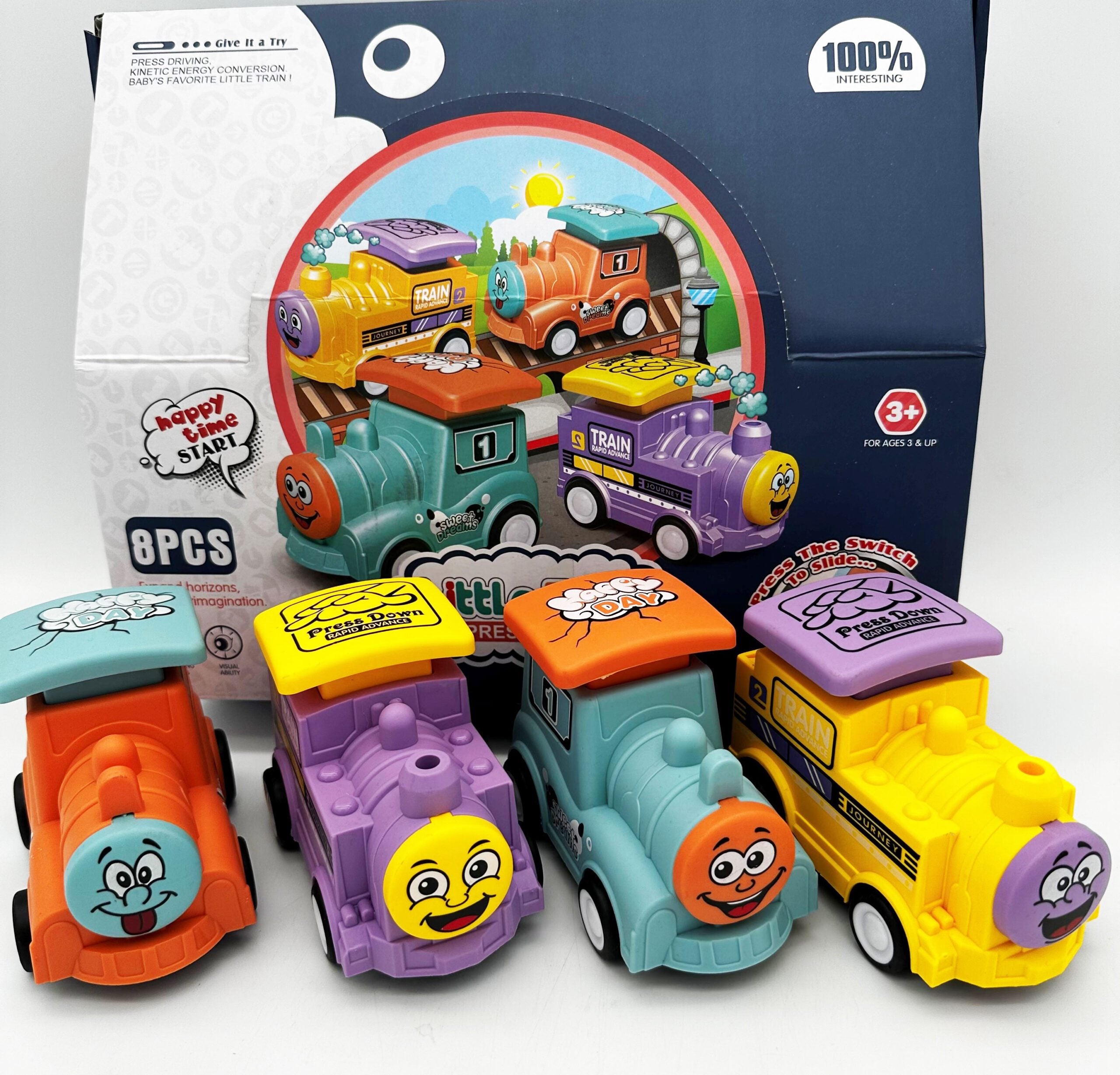 Toy Press and Slide Train 13cm Assorted Colours