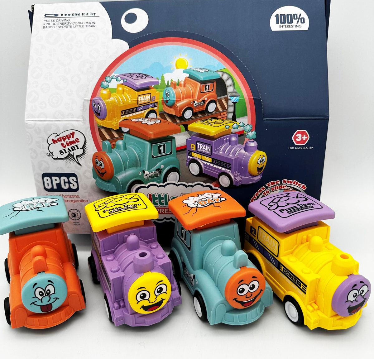 Toy Press and Slide Train 13cm Assorted Colours